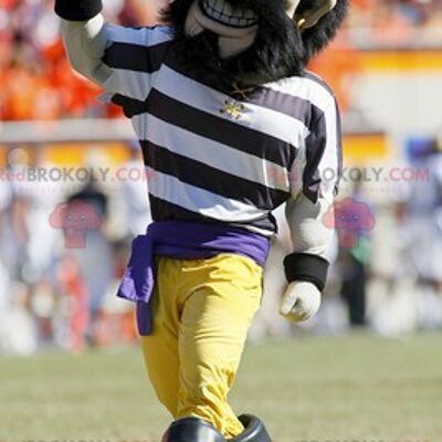 Brown dog REDBROKOLY mascot with a helmet and an orange t-shirt / REDBROKO_02076