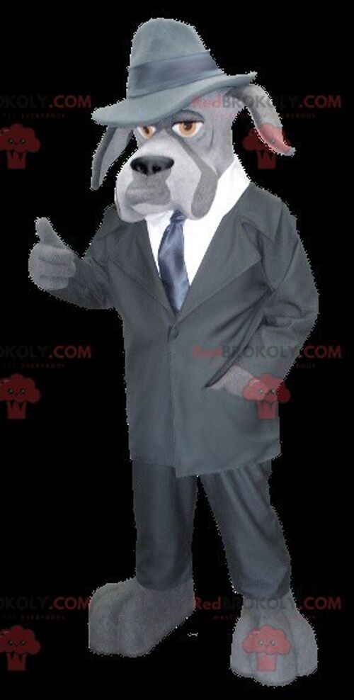 Gray robot REDBROKOLY mascot with a square head in sportswear / REDBROKO_02142