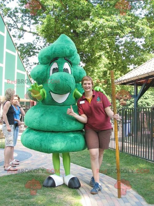 2 REDBROKOLY mascots a tree with leaves and a green dragon / REDBROKO_02175