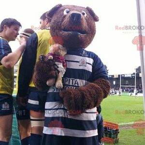 Mascotte REDBROKOLY de tigre bleu blanc et orange en tenue de sport / REDBROKO_02353