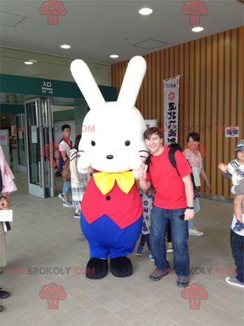 Mascotte de super-héros REDBROKOLY en combinaison bleue et jaune / REDBROKO_02361