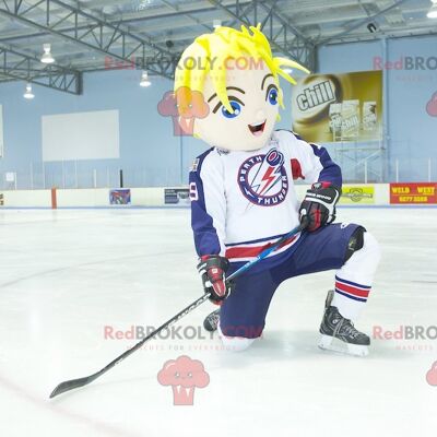 Brauner und gelber Löwe REDBROKOLY Maskottchen in Sportbekleidung / REDBROKO_02383