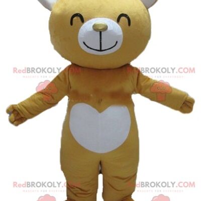Very touching brown and pink teddy bear REDBROKOLY mascot / REDBROKO_02546