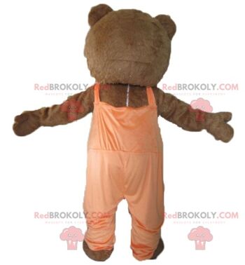 Mascotte REDBROKOLY d'ours beige et blanc avec un large sourire / REDBROKO_02550 2