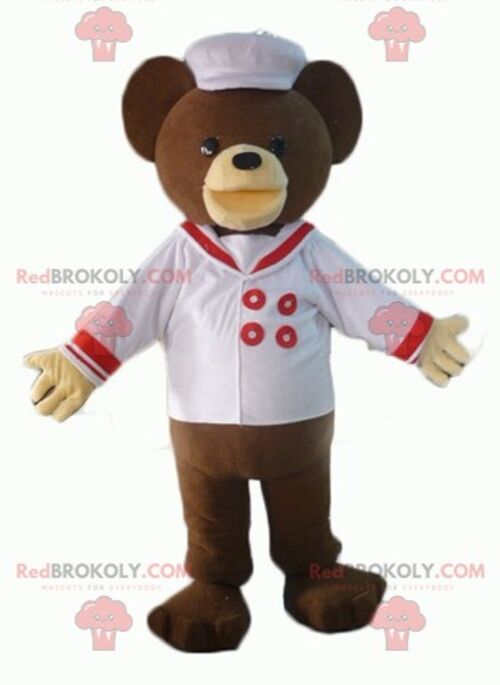 Brown bear REDBROKOLY mascot dressed as a sailor / REDBROKO_02559