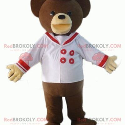 Brown bear REDBROKOLY mascot dressed as a sailor / REDBROKO_02559