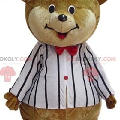 Big teddy bear REDBROKOLY mascot brown and beige smiling / REDBROKO_02576