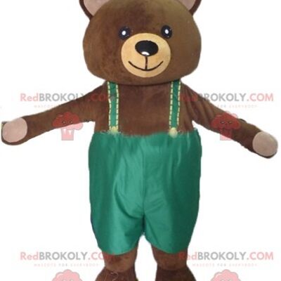 Brown teddy bear REDBROKOLY mascot with a red bow tie / REDBROKO_02581