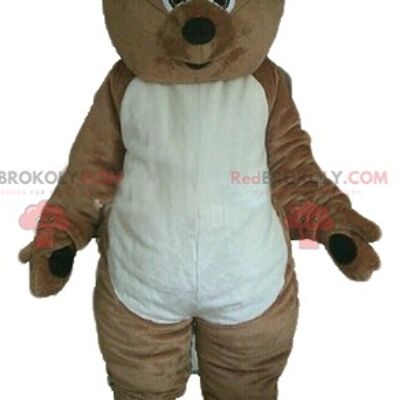 Brauner Teddybär REDBROKOLY Maskottchen mit grünem T-Shirt / REDBROKO_02601