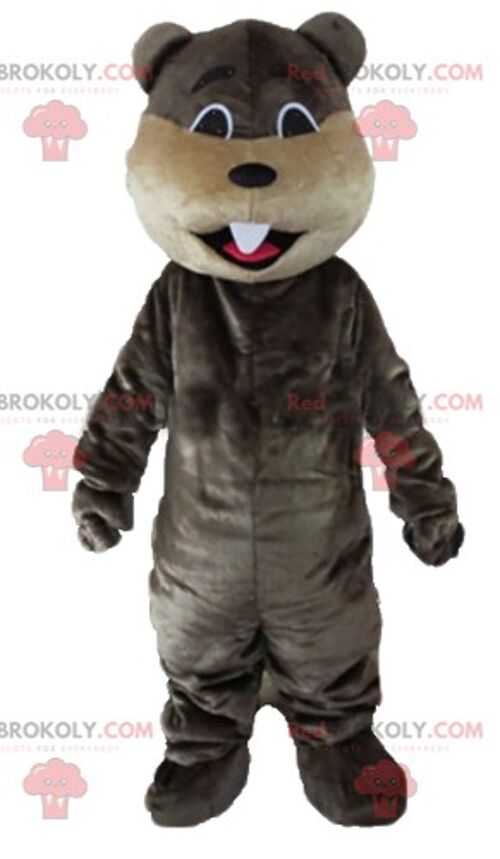 Black and brown bear REDBROKOLY mascot roaring air / REDBROKO_02604
