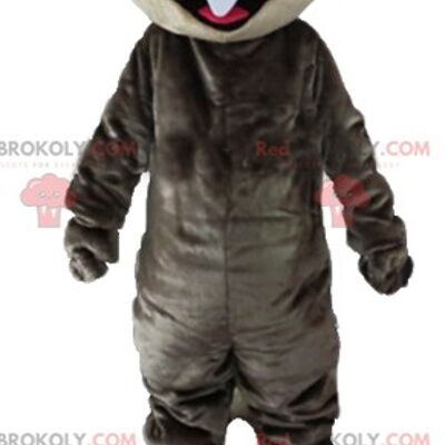 Black and brown bear REDBROKOLY mascot roaring air / REDBROKO_02604