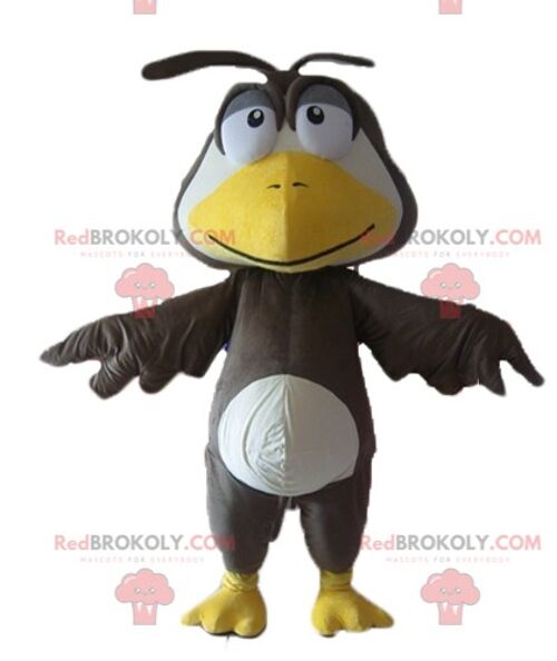 Multicolored bird REDBROKOLY mascot with feathers on the head / REDBROKO_02635