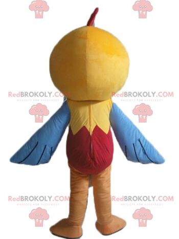 Mascotte de perroquet bleu et jaune REDBROKOLY avec un chapeau noir / REDBROKO_02637 2