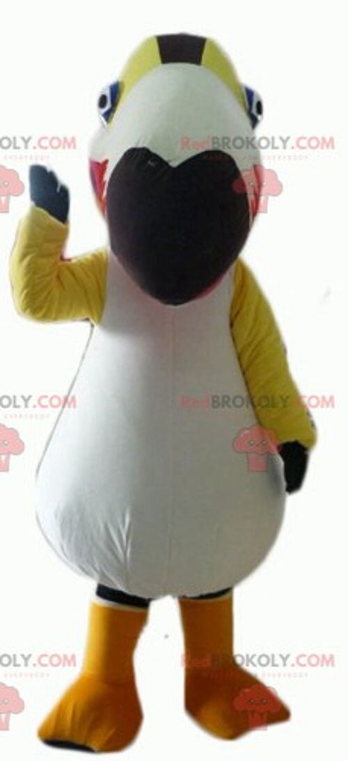 Black white and yellow parrot toucan REDBROKOLY mascot / REDBROKO_02645