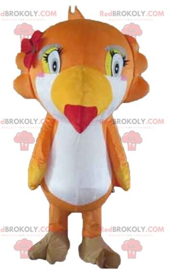 Mascotte REDBROKOLY oiseau orange blanc et noir avec un long bec / REDBROKO_02669 1