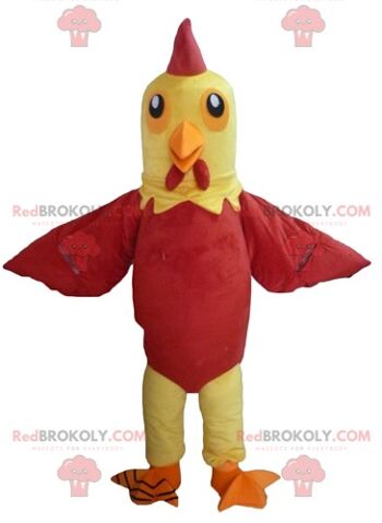 Mascotte de coq géant jaune et poule rouge REDBROKOLY / REDBROKO_02706 1
