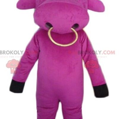 Braune Kuh REDBROKOLY Maskottchen im blauen Overall / REDBROKO_02725