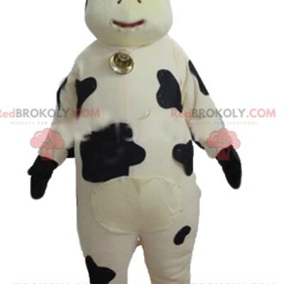 Cheerful and touching white and gray cow REDBROKOLY mascot / REDBROKO_02739
