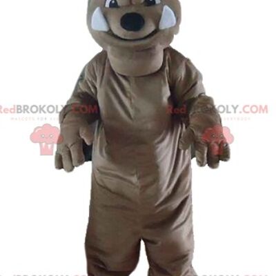 Weiß-gelber Hund REDBROKOLY Maskottchen im roten Kleid / REDBROKO_02769