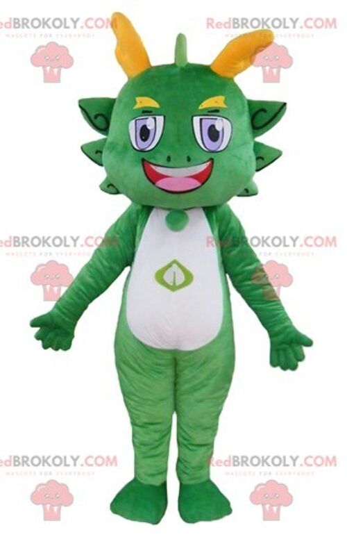 Funny and colorful dragon green dinosaur REDBROKOLY mascot / REDBROKO_02785
