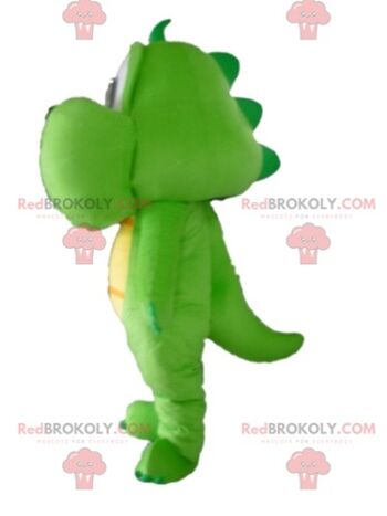 Mascotte de dragon vert et blanc REDBROKOLY avec une cape et un béret / REDBROKO_02791 3