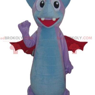 Blauer und gelber Drache REDBROKOLY-Maskottchen Danone - REDBROKOLY-Maskottchen Gervais / REDBROKO_02797