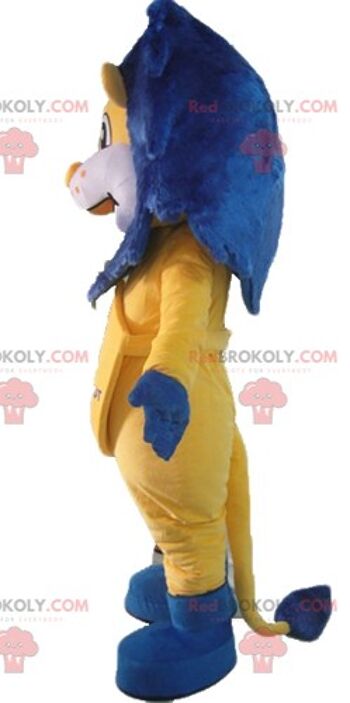Mascotte de dragon bleu jaune et rouge REDBROKOLY habillé en chevalier / REDBROKO_02801 3