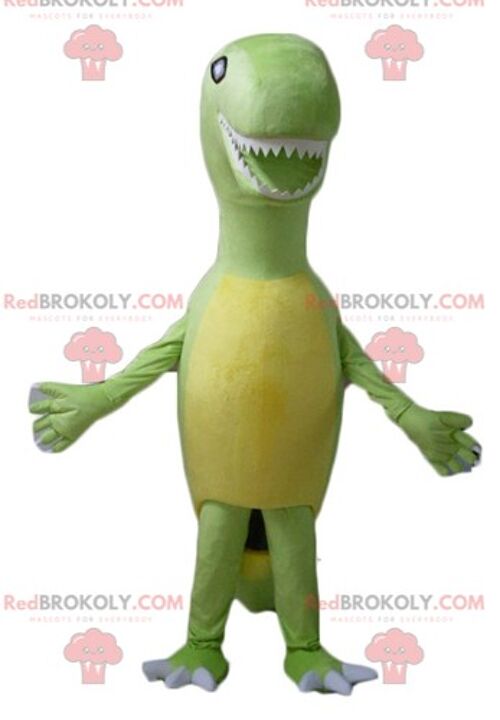 Giant and impressive green and yellow dragon REDBROKOLY mascot / REDBROKO_02819
