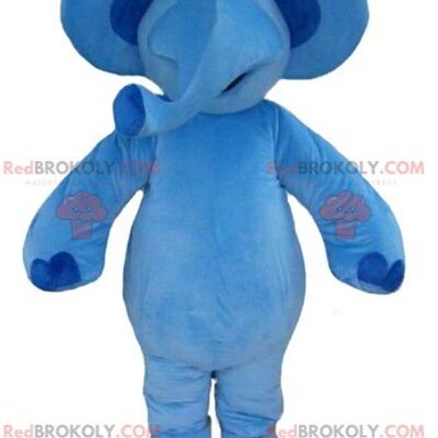 Gray elephant REDBROKOLY mascot in blue and yellow outfit / REDBROKO_02832