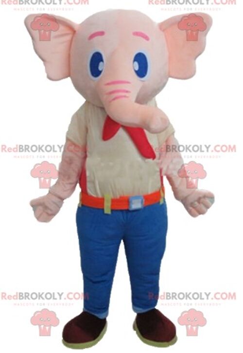 Giant and fully customizable pink elephant REDBROKOLY mascot / REDBROKO_02853