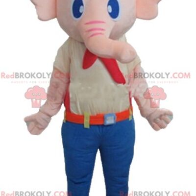 Giant and fully customizable pink elephant REDBROKOLY mascot / REDBROKO_02853