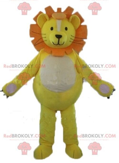 Orange lion REDBROKOLY mascot white and black with a yellow mane / REDBROKO_02860