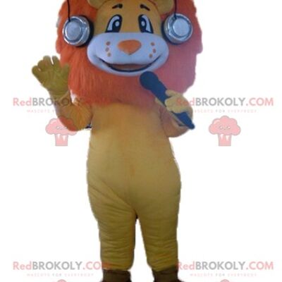 Mascota de REDBROKOLY de león naranja amarillo y rojo con una bonita melena / REDBROKO_02872