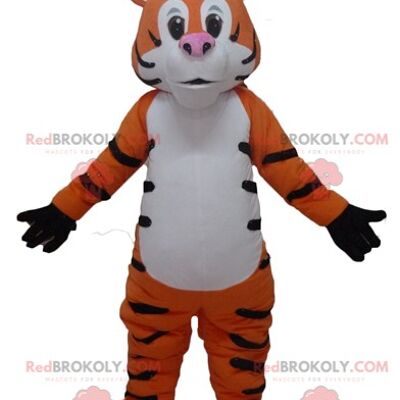 Very successful giant black and white orange tiger REDBROKOLY mascot / REDBROKO_02891
