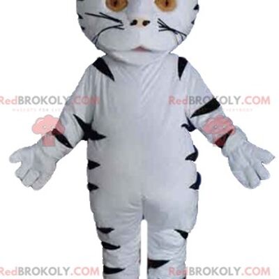 Fully customizable brown and white lion REDBROKOLY mascot / REDBROKO_02908
