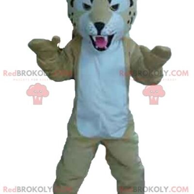 Black spotted hairy white tiger REDBROKOLY mascot / REDBROKO_02913