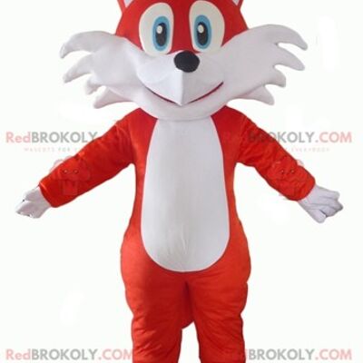 Cute and touching orange and white fox REDBROKOLY mascot / REDBROKO_02999