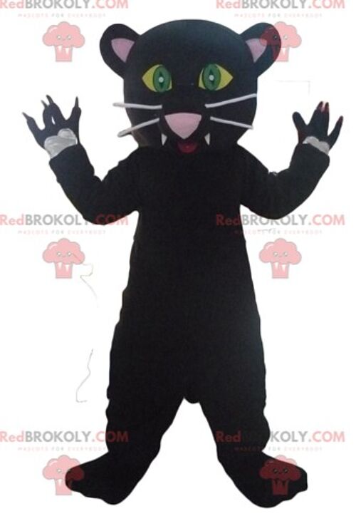 Black and pink cat REDBROKOLY mascot with wings and a crown / REDBROKO_03020