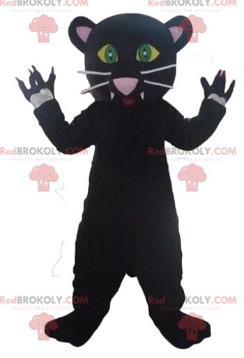 Mascotte de chat noir et rose REDBROKOLY avec des ailes et une couronne / REDBROKO_03020 1