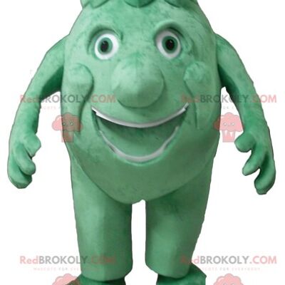 Bruco verde REDBROKOLY insetto mascotte sorridente con gli occhiali / REDBROKO_03058