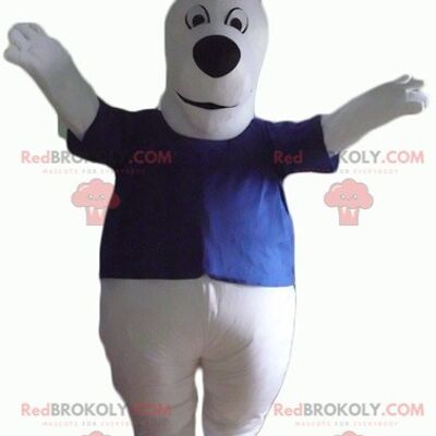 Gray koala REDBROKOLY mascot with a red dress with white polka dots / REDBROKO_03088