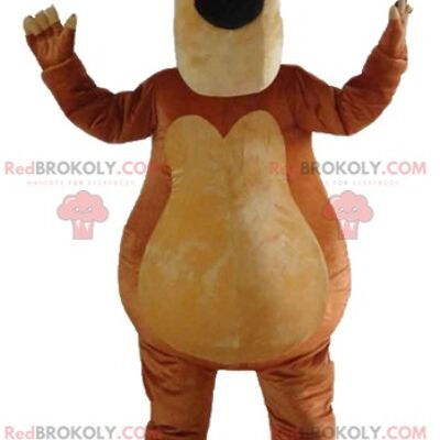Giant two-tone brown teddy bear REDBROKOLY mascot / REDBROKO_03099