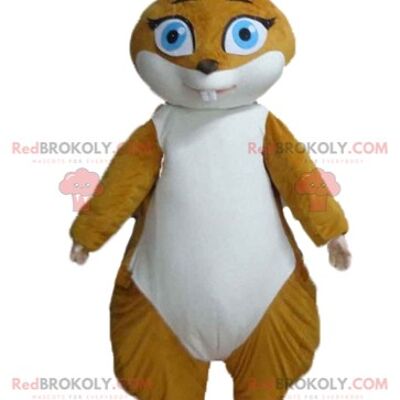 Orange and white fox cat REDBROKOLY mascot with glasses / REDBROKO_03116