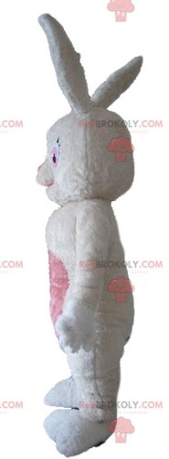 Mascotte de lapin blanc REDBROKOLY en salopette verte / REDBROKO_03235 3