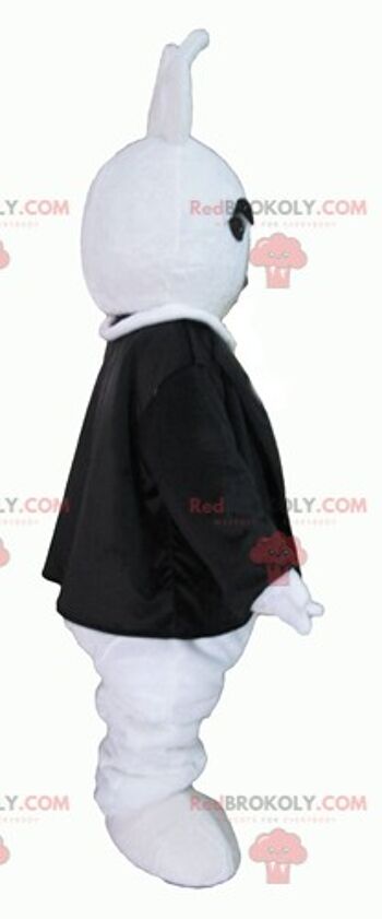 Mascotte de lapin blanc REDBROKOLY avec une robe à pois rouges / REDBROKO_03237 3