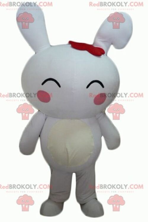 White rabbit REDBROKOLY mascot dressed in a very classy costume / REDBROKO_03238