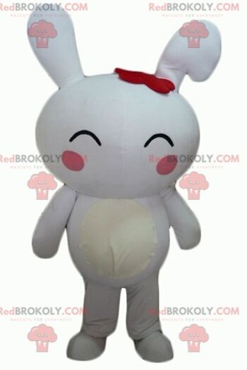 Mascotte de lapin blanc REDBROKOLY habillé d'un costume très classe / REDBROKO_03238 1