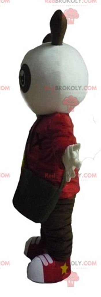 Mascotte REDBROKOLY de gros lapin blanc et rouge mignon et séduisant / REDBROKO_03243 3