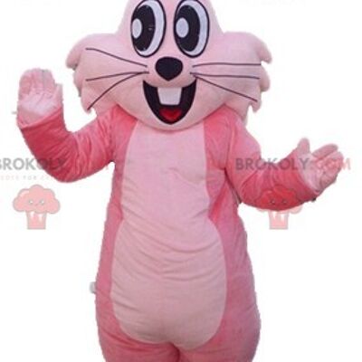 REDBROKOLY Maskottchen süßes weißes Kaninchen in einem rosa Kleid / REDBROKO_03246