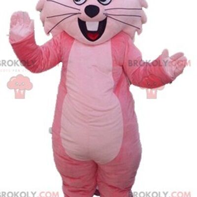REDBROKOLY mascot cute white rabbit dressed in a pink dress / REDBROKO_03246
